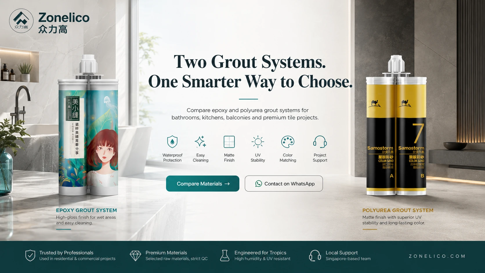 Zonelico epoxy and polyurea grout systems comparison